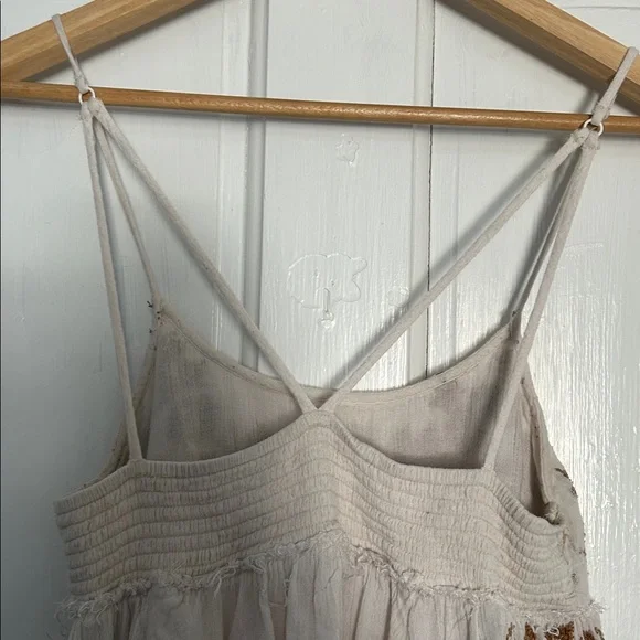 FP Embroidered Cream and Brown Sleeveless Top slip mini dress - Picture 11 of 17